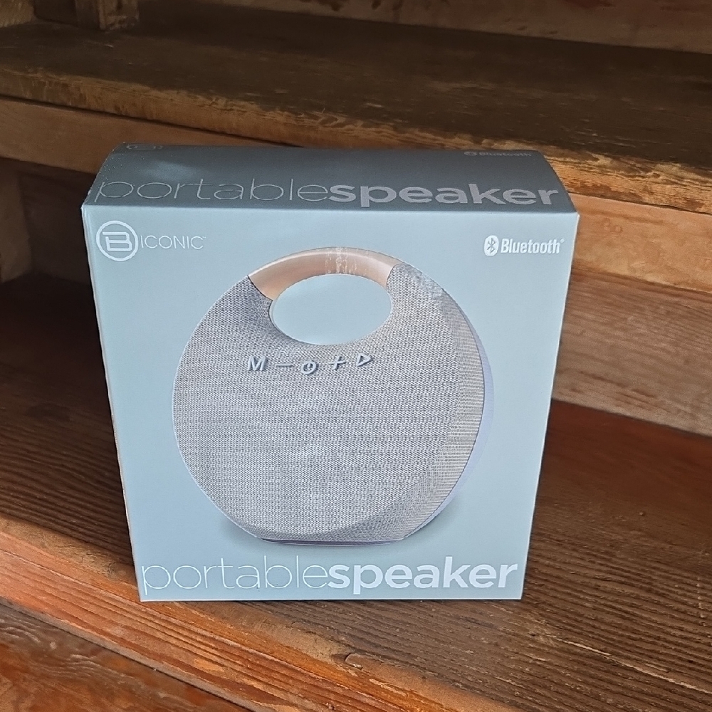 Bluetooth Portable Speaker - Silver and Tan